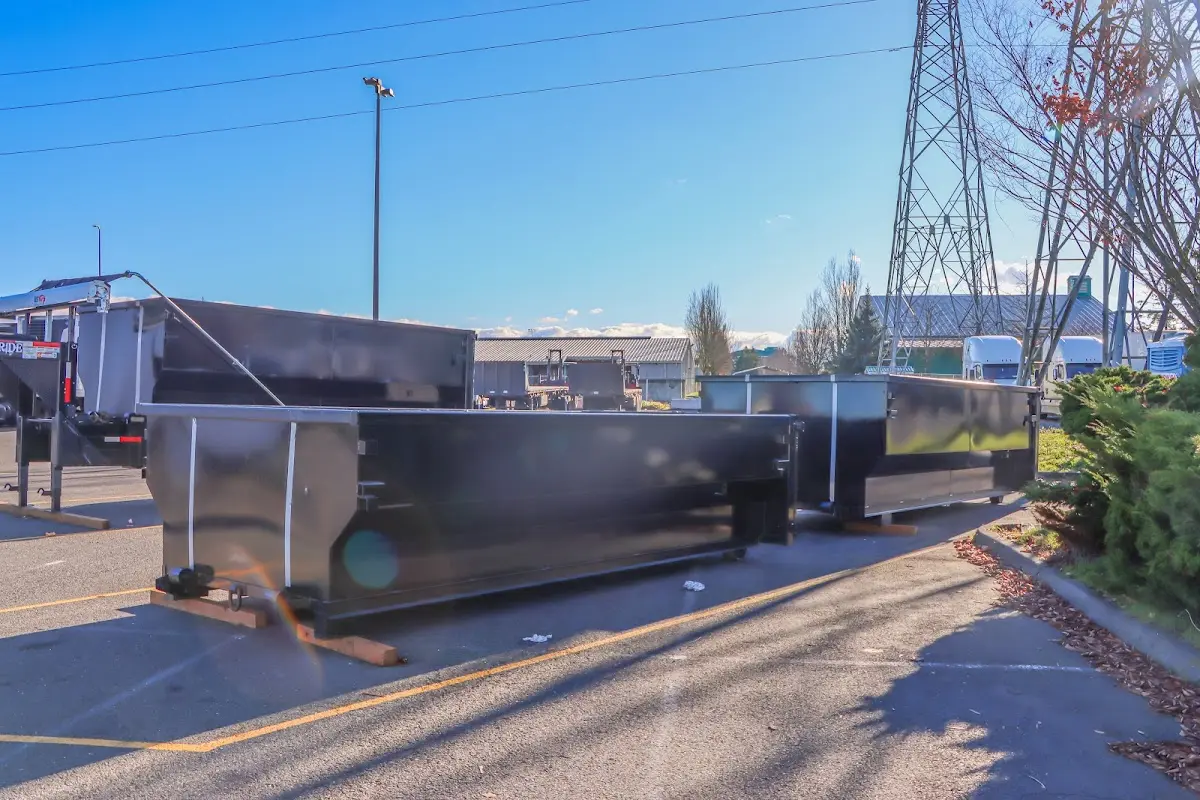Roll-off dumpster ready for waste disposal at job site for 12 Yard Dumpster Rental in Antigo